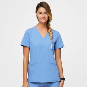 FIGS | Casma 3 pocket Ceil Blue Scrub Top
